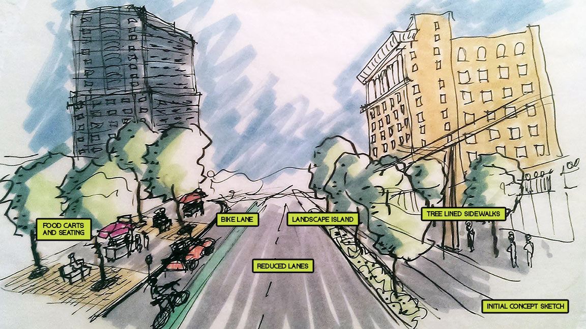 Concept sketch street redesign